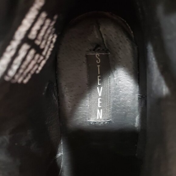 Steve Madden Grenada Boots Size 9 Moto Hiking Black Leather Lace up - Picture 12 of 14